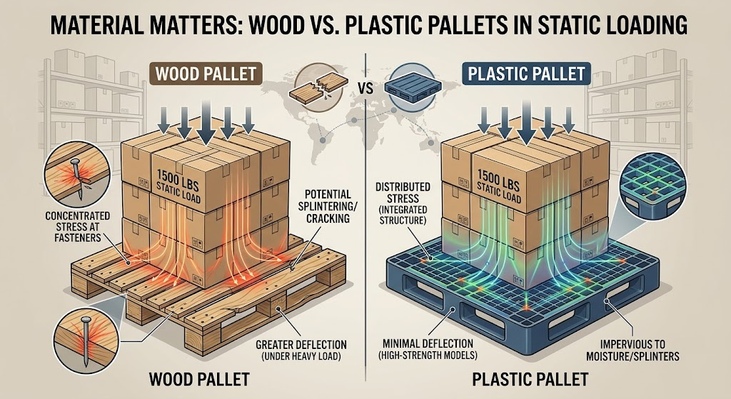 Wood vs. Plastic Pallets in Static Loading